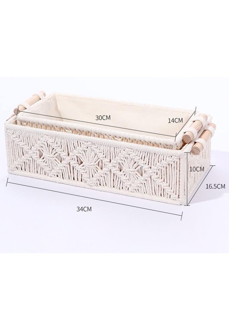 Beauenty Storage Baskets Decor Box Handmade Woven Decorative Countertop Toilet Tank Shelf Cabinet Organizer for Bedroom Nursery Livingroom Home, Set of 2 - Image 2