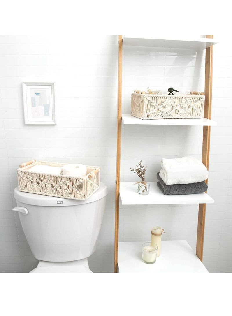 Beauenty Storage Baskets Decor Box Handmade Woven Decorative Countertop Toilet Tank Shelf Cabinet Organizer for Bedroom Nursery Livingroom Home, Set of 2 - Image 3