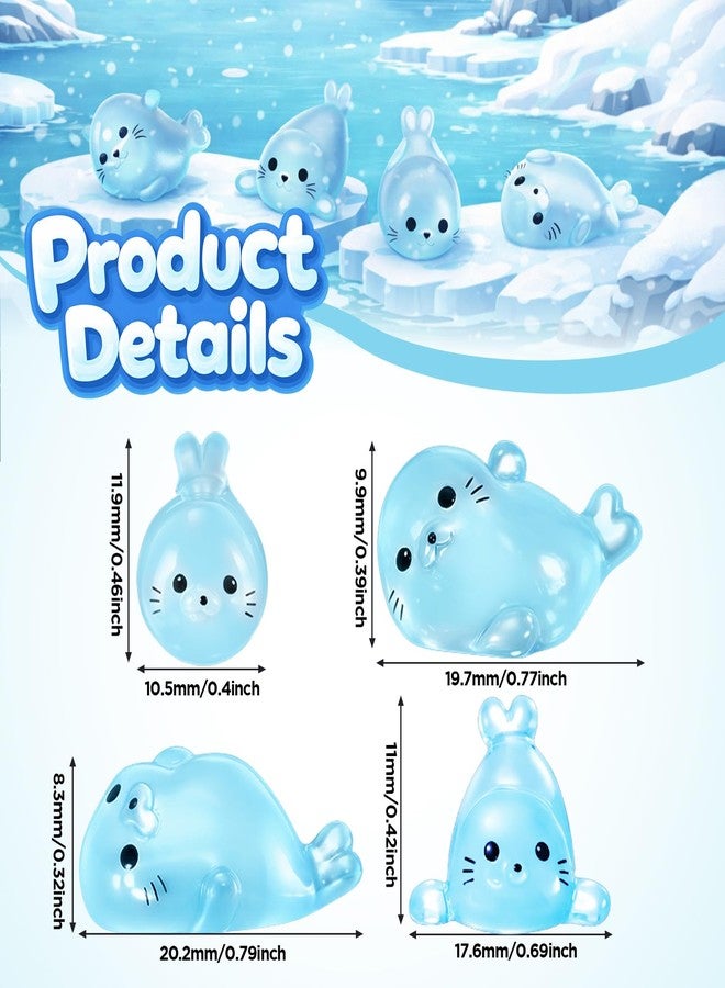 Seenelling مجموعة سينيلينج من 160 قطعة من تماثيل الفقمة الصغيرة المضيئة في الظلام، مصنوعة من الراتنج، بأربعة أشكال مختلفة. حيوانات بحرية مضيئة من الراتنج، زينة محيطية لطيفة، ديكور فقمة صغير لحديقة الجنيات، حوض السمك، عرض المكتب، والأعمال اليدوية. - Image 2