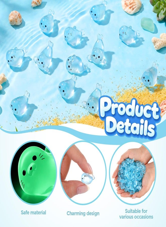 Seenelling مجموعة سينيلينج من 160 قطعة من تماثيل الفقمة الصغيرة المضيئة في الظلام، مصنوعة من الراتنج، بأربعة أشكال مختلفة. حيوانات بحرية مضيئة من الراتنج، زينة محيطية لطيفة، ديكور فقمة صغير لحديقة الجنيات، حوض السمك، عرض المكتب، والأعمال اليدوية. - Image 3