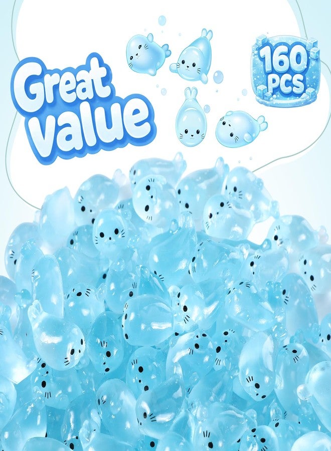 Seenelling مجموعة سينيلينج من 160 قطعة من تماثيل الفقمة الصغيرة المضيئة في الظلام، مصنوعة من الراتنج، بأربعة أشكال مختلفة. حيوانات بحرية مضيئة من الراتنج، زينة محيطية لطيفة، ديكور فقمة صغير لحديقة الجنيات، حوض السمك، عرض المكتب، والأعمال اليدوية. - Image 4