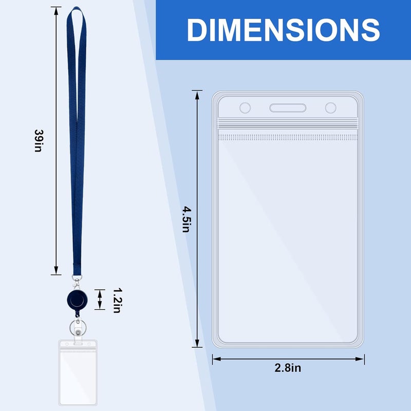 Woanger 50 Pack Cruise Lanyard With ID Holder Sets  Retractable Reel Clear Name Tag Holders Vertical Badge Holders for Business Conference Navy Blue - Image 4