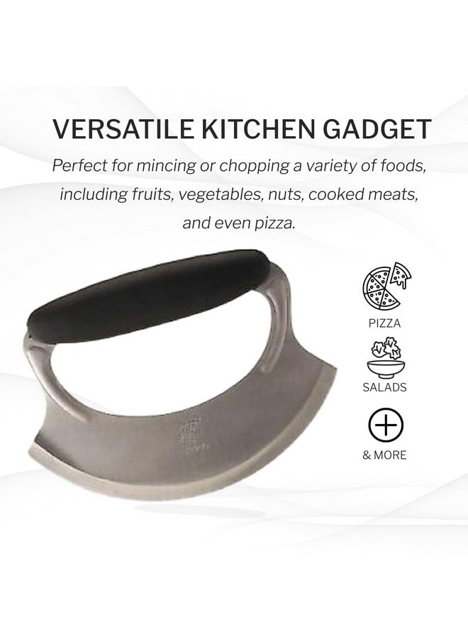 Amco 4.9" Mezzaluna with Silicone Handle & Stainless Steel Blade - Dishwasher Safe Versatile Chopping Tool for All Kitchen Needs - Non-Slip Grip, Easy to Use and Comfortable to Hold