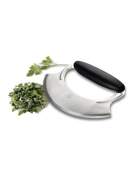 Amco 4.9" Mezzaluna with Silicone Handle & Stainless Steel Blade - Dishwasher Safe Versatile Chopping Tool for All Kitchen Needs - Non-Slip Grip, Easy to Use and Comfortable to Hold