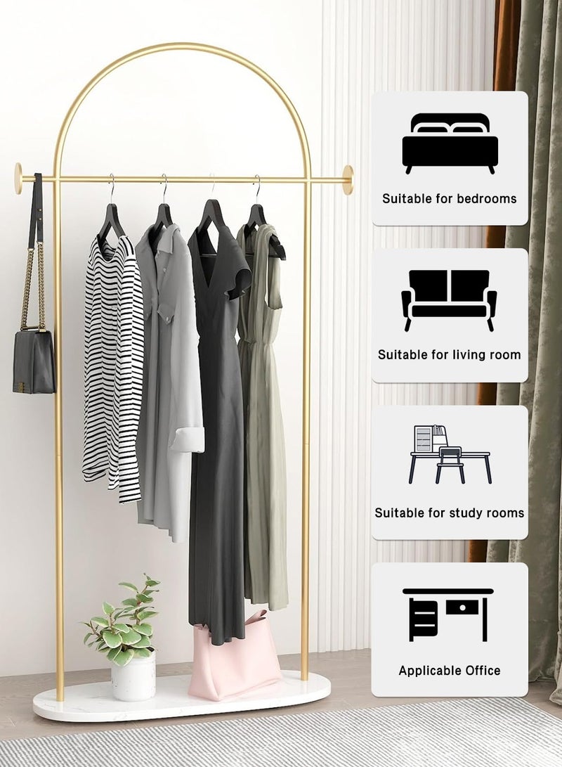 LEOKOR Coat Racks with Heavy Base, Stable Coat Rack Stand with Shelf, Coats Racks Freestanding, Modern Metal Coat Hanger for Entryway, Bedroom, Living Room, Boutiques, Gold/White - Image 2