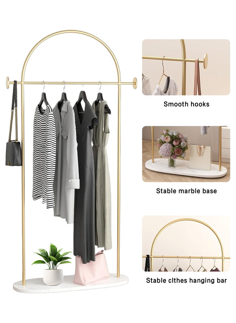 LEOKOR Coat Racks with Heavy Base, Stable Coat Rack Stand with Shelf, Coats Racks Freestanding, Modern Metal Coat Hanger for Entryway, Bedroom, Living Room, Boutiques, Gold/White - Image 5