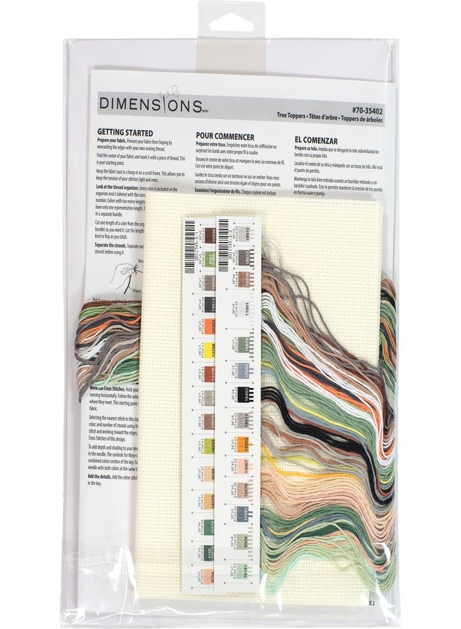 DIMENSIONS Songbird Tree Toppers Counted Cross Stitch Kit, 14 Ct. Ivory Aida, Finished Project 12" x 9", Multicolor 4 Piece - Image 2