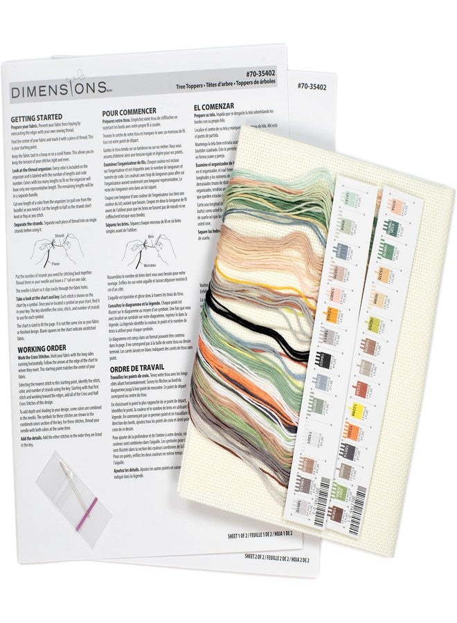 DIMENSIONS Songbird Tree Toppers Counted Cross Stitch Kit, 14 Ct. Ivory Aida, Finished Project 12" x 9", Multicolor 4 Piece - Image 3