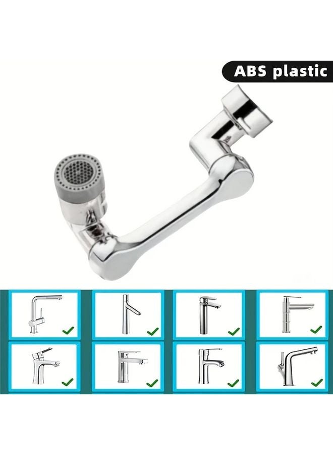 Silvery Adjustable Faucet Aerator Easy Install Rotating Multi Function Extension Tap Two Spray Modes Kitchen Bathroom - Image 1