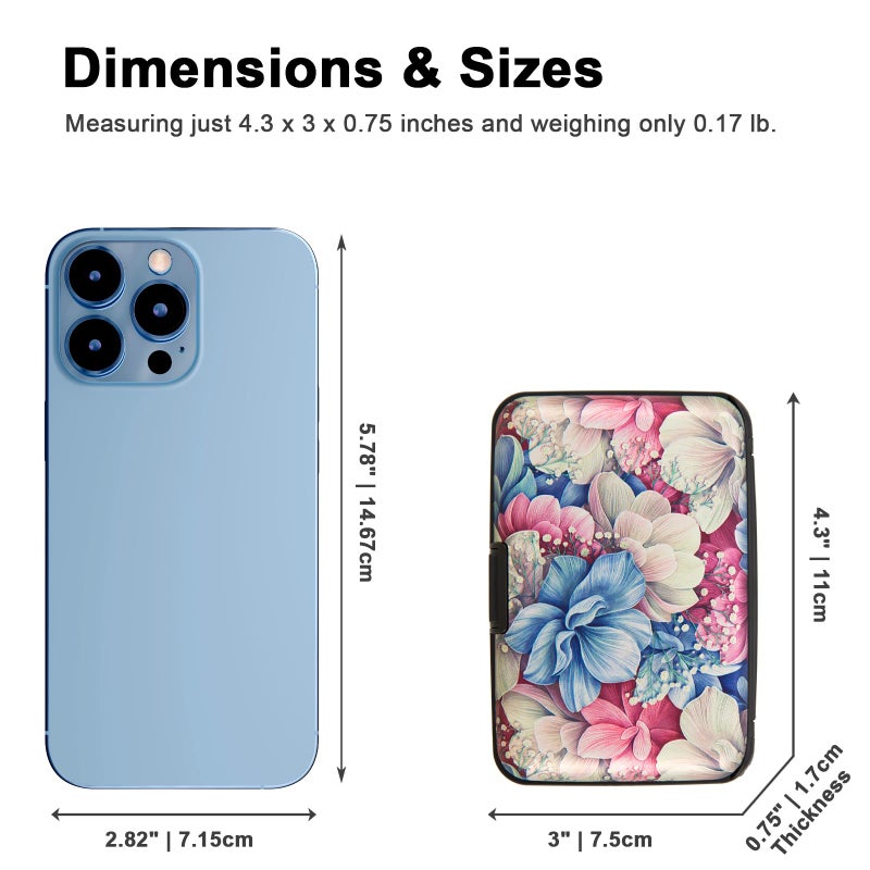 Kaabao Credit Card Holder Small RFID Blocking Wallet Business Metal Slim Mini Aluminum Hard Case for Women Men Gift (Pink Hydrangea Flowers) - Image 5