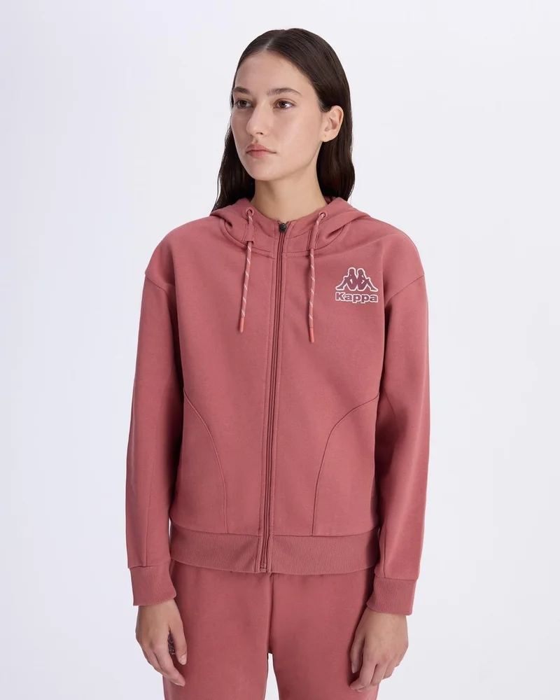 Kappa Logo Femisa Tur Women's Dusty Rose Comfort Fit Zippered Tracksuit Top