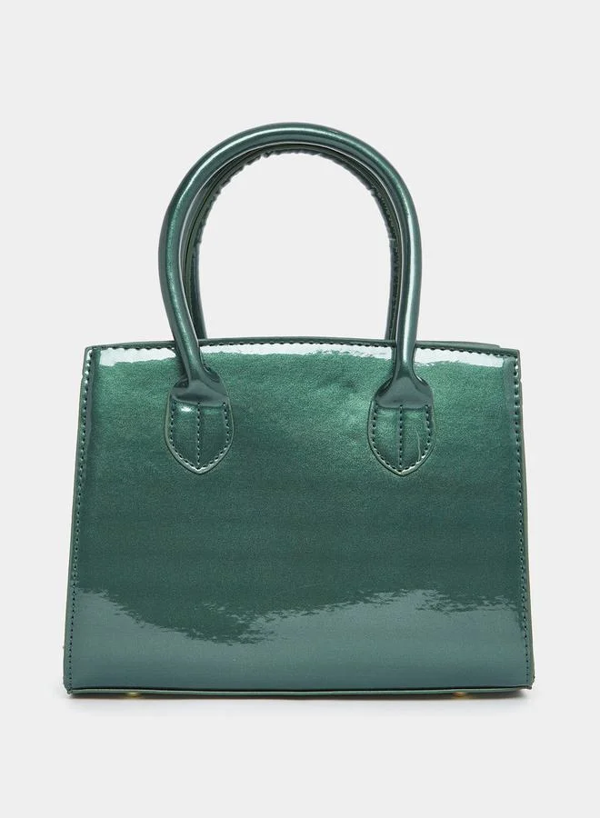 Styli Croc Textured Handbag with Turn Lock Closure