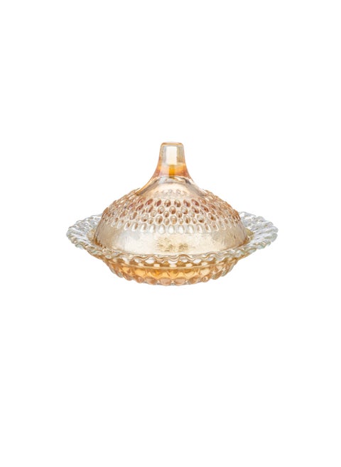 Honey-coloured glass cup for dates, sweets and nuts, size 17 * 10 cm