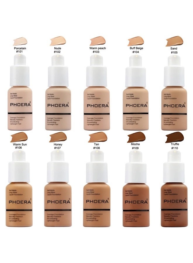 Hilareco PHOERA Foundation, PHOERA Matte Liquid Foundation,PHOERA Makeup for Women, Foundation Full Coverage Concealer, 30ml 24HR Matte Oil Control Concealer (1 pcs-102- Nude) - Image 3