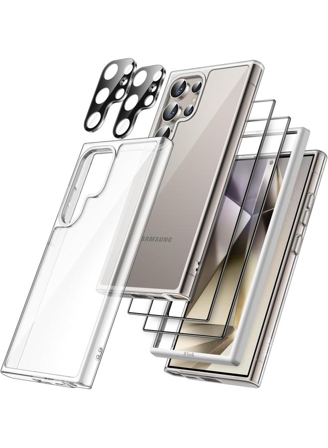 جي تيك جراب 5 في 1 لهاتف Samsung Galaxy S24 Ultra 5G مع قطعتين من واقي الشاشة الزجاجي المقوى وواقي عدسة الكاميرا، غطاء هاتف مقاوم للصدمات غير قابل للاصفرار وشفاف - Image 1