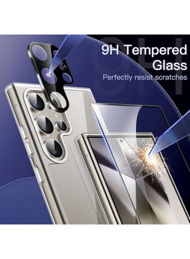 جي تيك جراب 5 في 1 لهاتف Samsung Galaxy S24 Ultra 5G مع قطعتين من واقي الشاشة الزجاجي المقوى وواقي عدسة الكاميرا، غطاء هاتف مقاوم للصدمات غير قابل للاصفرار وشفاف - Image 5