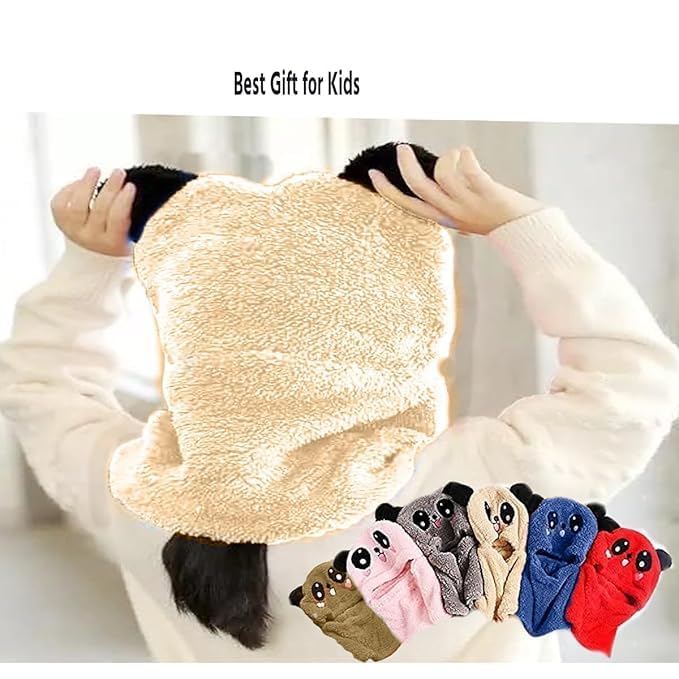 TRUE INDIAN Monkey Unisex Baby Winter Cap Panda Cartoon Monkey Cap, Toddler Hat, Baby Kids Woolen Cap, for Baby Boy & Baby Girl (4 Years, 5 Years) Beige - Image 2