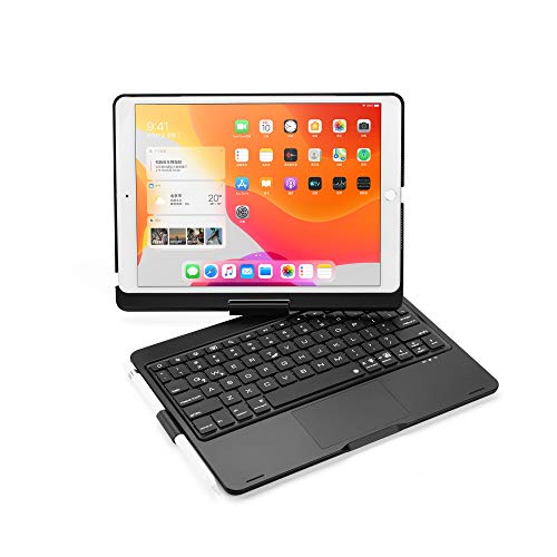 ProElite Rotatable Wireless Bluetooth TouchPad Keyboard flip case Cover for Apple iPad 10.2 inch 9th/8th/7th Generation, Built-in 7-Colors Backlit, Black - Image 4
