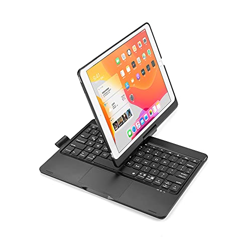 ProElite Rotatable Wireless Bluetooth TouchPad Keyboard flip case Cover for Apple iPad 10.2 inch 9th/8th/7th Generation, Built-in 7-Colors Backlit, Black - Image 2