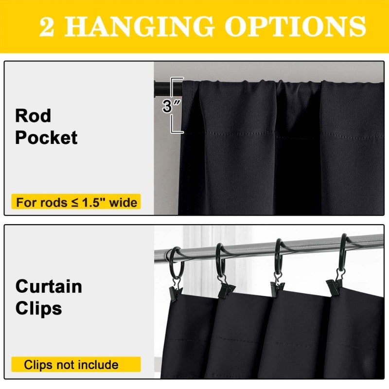 WelvetBLK Black Blackout Curtains 84 Inch Length 2 Panels Set, Soft Solid Thermal Insulated Room Darkening Curtains 84 Inches Long for Bedroom Living Room, Rod Pocket Drape, Black, Each 40" Wx84 L - Image 4