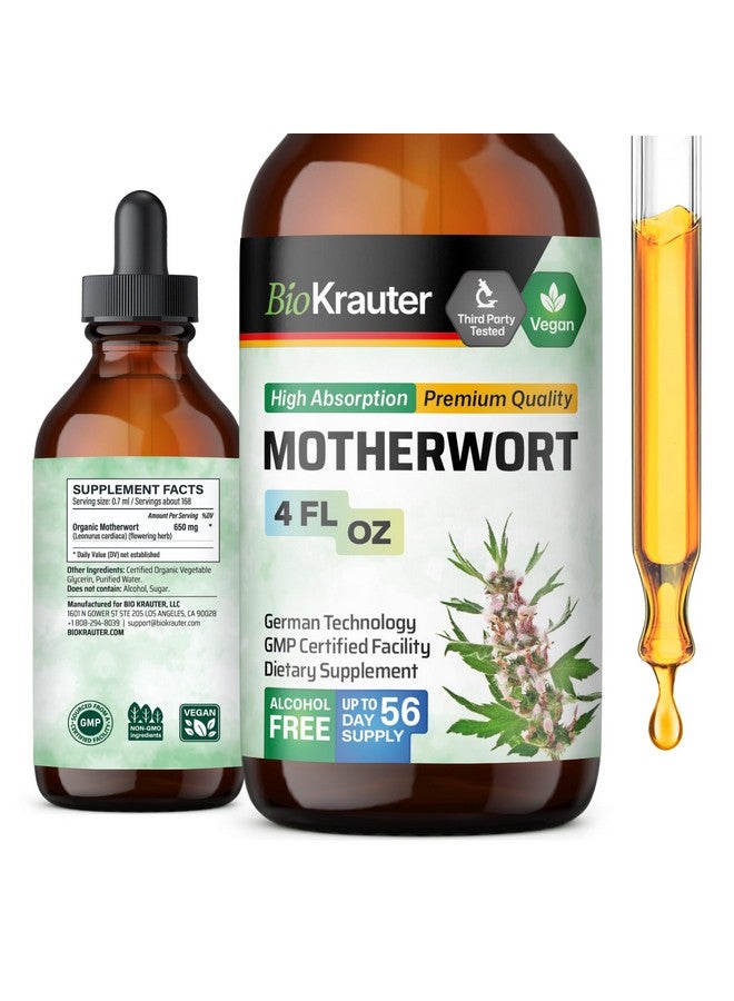 BIO KRAUTER Motherwort Tincture - Motherwort Herbal Extract - Liquid Supplement for Women’s Health - Promote Calm - Alcohol & Sugar Free - Vegan Drops 4 Fl.Oz. - Image 1