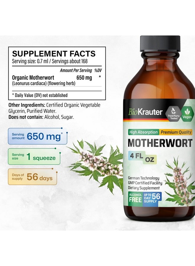 BIO KRAUTER Motherwort Tincture - Motherwort Herbal Extract - Liquid Supplement for Women’s Health - Promote Calm - Alcohol & Sugar Free - Vegan Drops 4 Fl.Oz. - Image 3