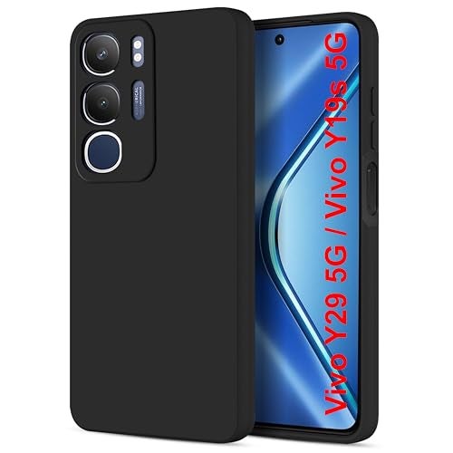 SBMS Silicone Back Cover Case for Vivo Y29 5G / Vivo Y19s 5G | Soft Micro-Fibre Lining Inside | Camera Protection Bump | Shockproof Back Cover Case for Vivo Y19s 5G / Vivo Y29 5G (Black) - Image 1