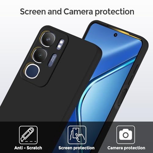 SBMS Silicone Back Cover Case for Vivo Y29 5G / Vivo Y19s 5G | Soft Micro-Fibre Lining Inside | Camera Protection Bump | Shockproof Back Cover Case for Vivo Y19s 5G / Vivo Y29 5G (Black) - Image 2