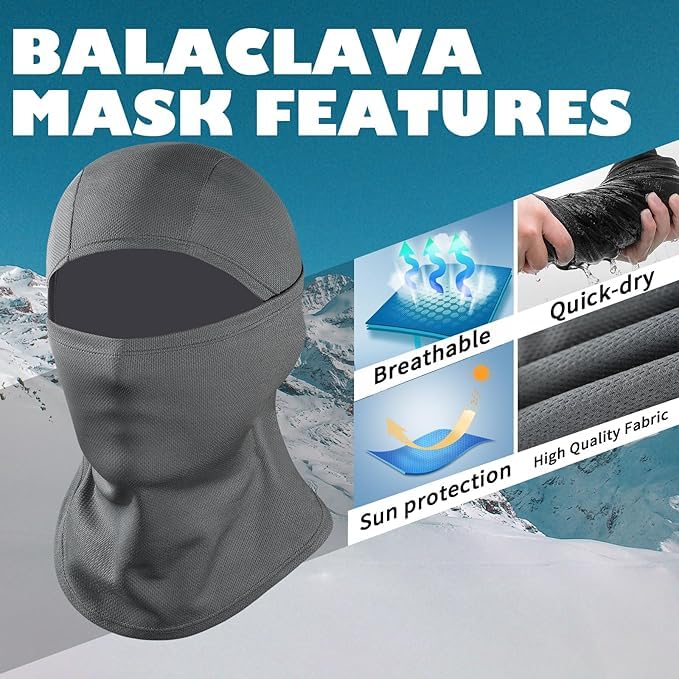 RADIANT Face Mask for Bikers in Riding UV Protected Full Face Mask Balaclava for Men Black Mask for Bike Riding & Cycling, Full Face Helmet Mask for Men (Dark Grey (Pack of 1)) - Image 3