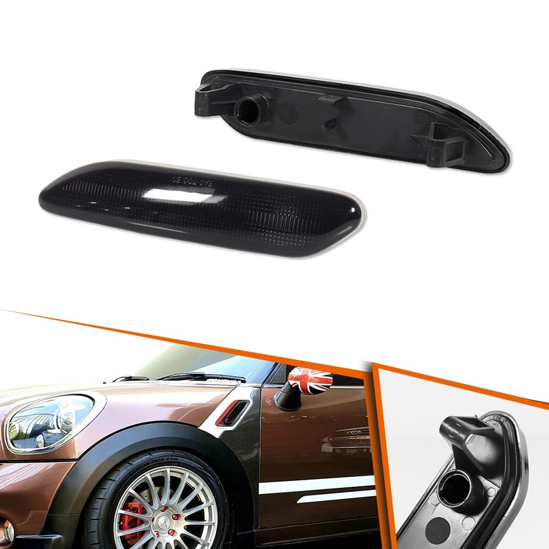 ADIIL Fender Side Marker Light Smoked Lenses Side Marker Light Housings Kit For Mini Cooper Countryman 20122017 R60 R61
