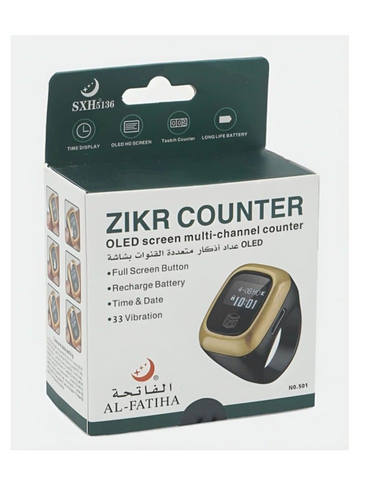 Tasbih Ring 18mm OLED Screen Multi-channel Counter with Full Screen on and Recharge Battery - Image 2