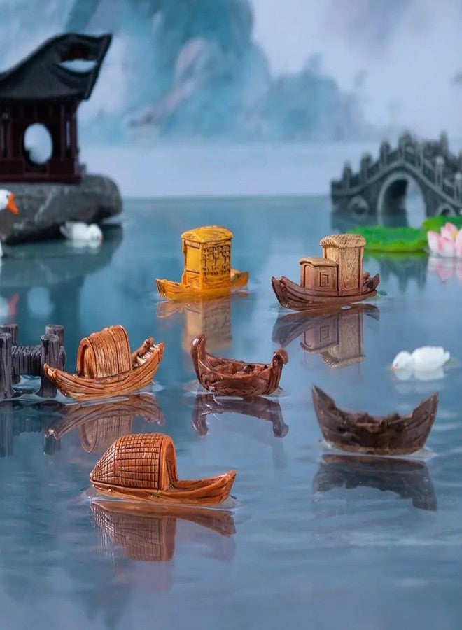 VRB Dec 6 Pcs Miniature Showpiece Set for Home Decor,Car Dashboard,Valentine,Living Room,Gifts Figurines,Cake Decoration Items,Figurines for Home Decor. (6 pcs Boat Miniature) - Image 1
