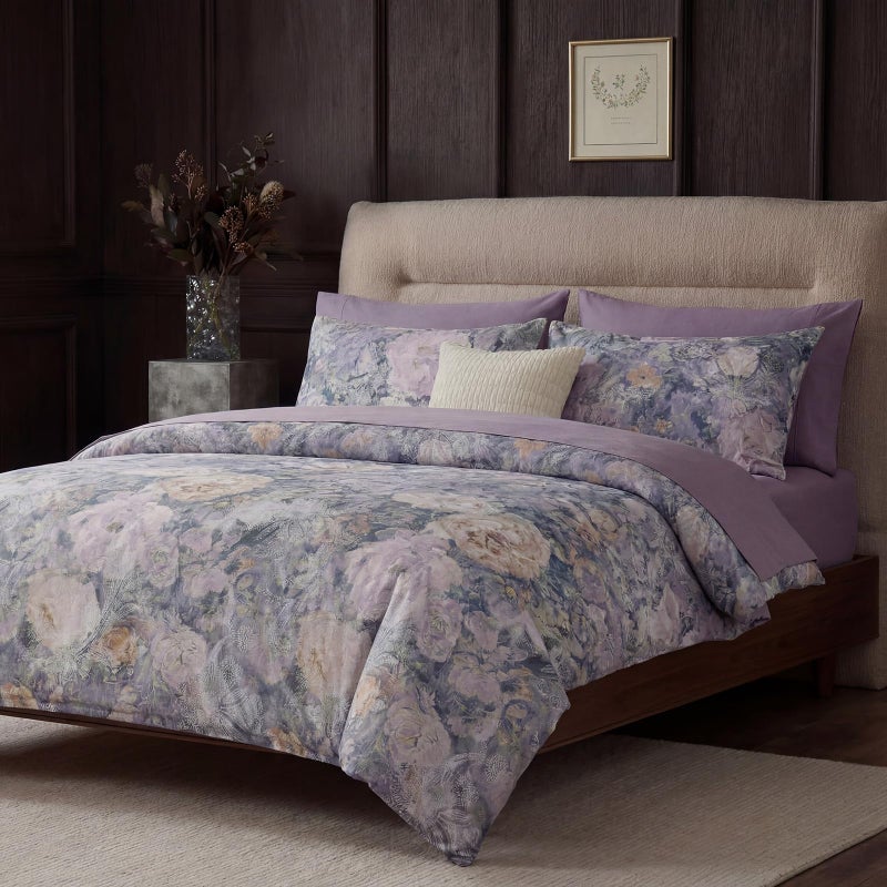 Cozaline 100% Cotton Duvet Cover Queen Size â€“ Purple Vintage Floral Duvet Cover Set with Zipper Closure & Corner Ties, 3-Piece Luxury & Silky Soft Bedding Set for All Seasons - Image 2