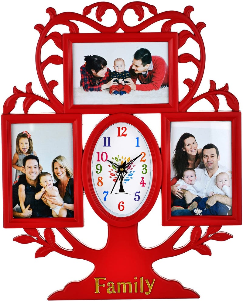 Harbour Analog Latest Stylish New Models Wall Clock with Photo Frames for Home Living Room Hall Bedroom (Size Height 44 CM X Width 34 CM)- Home Decor Big Size Wall Clock WL 715 RDD 2 - Image 2
