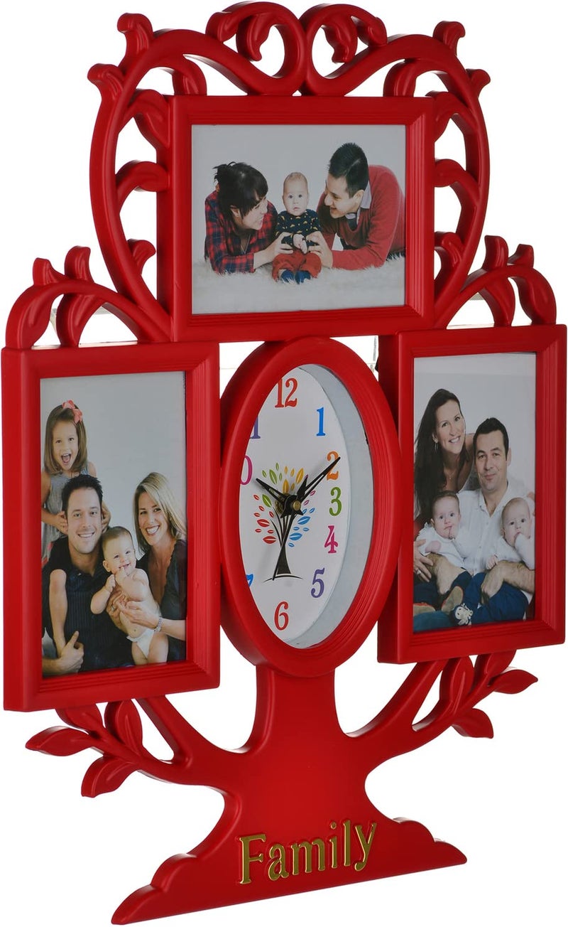 Harbour Analog Latest Stylish New Models Wall Clock with Photo Frames for Home Living Room Hall Bedroom (Size Height 44 CM X Width 34 CM)- Home Decor Big Size Wall Clock WL 715 RDD 2 - Image 3