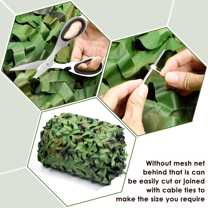 iunio Camo Netting Camouflage Netting, Camo Net Bulk Roll Camouflage Mesh Nets for Hunting Blind Deer Stand Military Party Decorations Sunshade Camping Shooting (6.5ftx4.9ft, Army Green) - Image 3