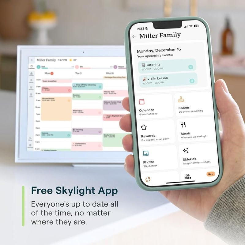 Skylight Calendar: 15 inch Digital Calendar & Chore Chart, Smart Touchscreen Interactive Display for Family Schedules - Wall Mount Included - Image 5
