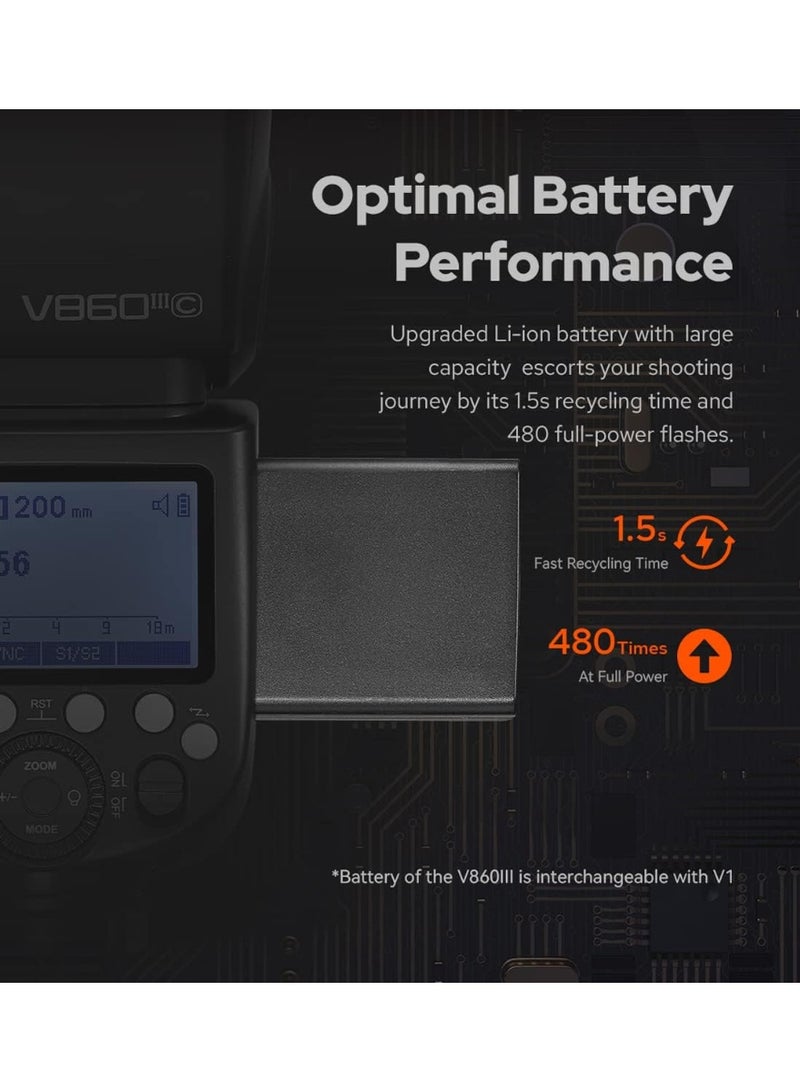 جودوكس فلاش Godox V860III-C TTL لكاميرات كانون – بطارية ليثيوم، تزامن عالي السرعة، ضوء نمذجة مدمج، نظام لاسلكي - Image 5