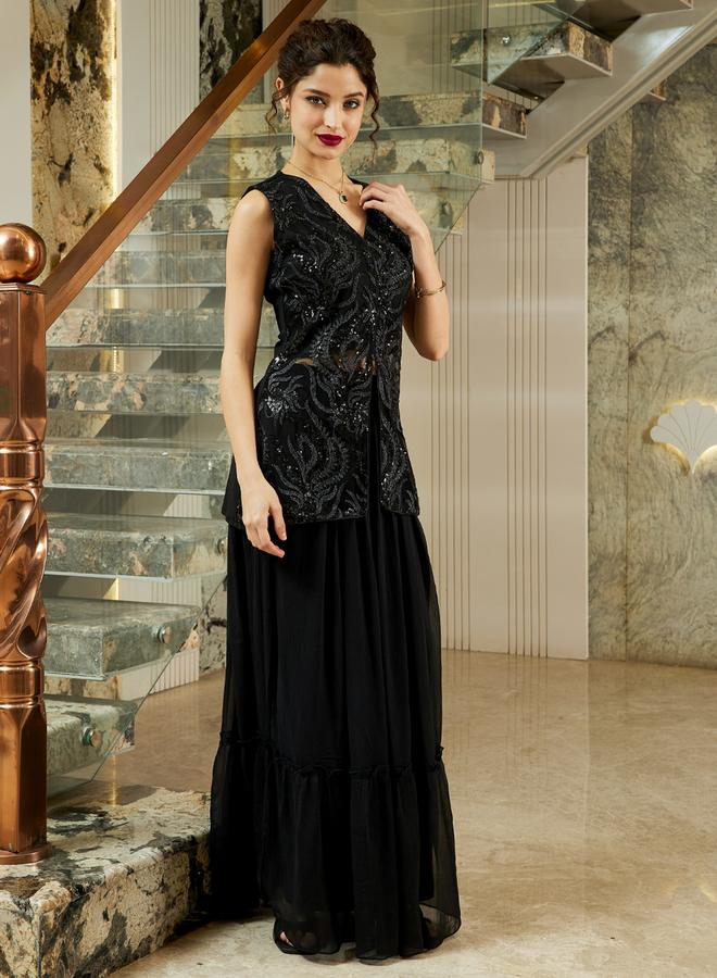 Athena Black Embellished Top and Skirt Co-ords - Image 4
