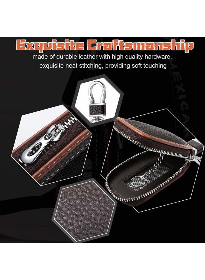 Frienda 2 Pieces Leather Car Key Chain Case Holder Auto Key Fob Holder Smart Protector Cover (Brown) - Image 3