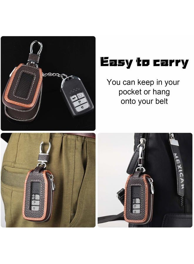 Frienda 2 Pieces Leather Car Key Chain Case Holder Auto Key Fob Holder Smart Protector Cover (Brown) - Image 5