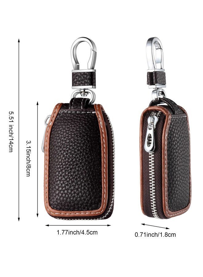 Frienda 2 Pieces Leather Car Key Chain Case Holder Auto Key Fob Holder Smart Protector Cover (Brown) - Image 2