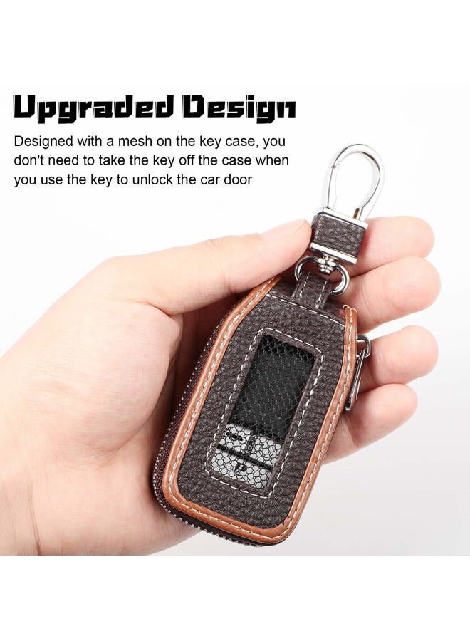 Frienda 2 Pieces Leather Car Key Chain Case Holder Auto Key Fob Holder Smart Protector Cover (Brown) - Image 4