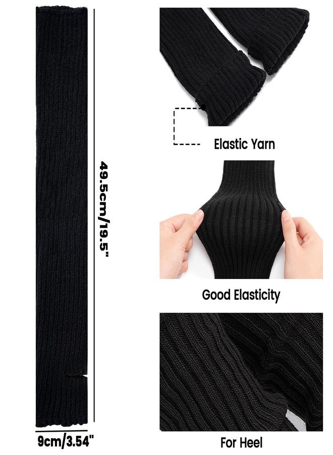 Pleneal 2 Pairs Leg Warmers for Women, Fashion Warm Soft Black White Leg Warmer 80s Accessories for Party Sports Yoga Dance - Image 3