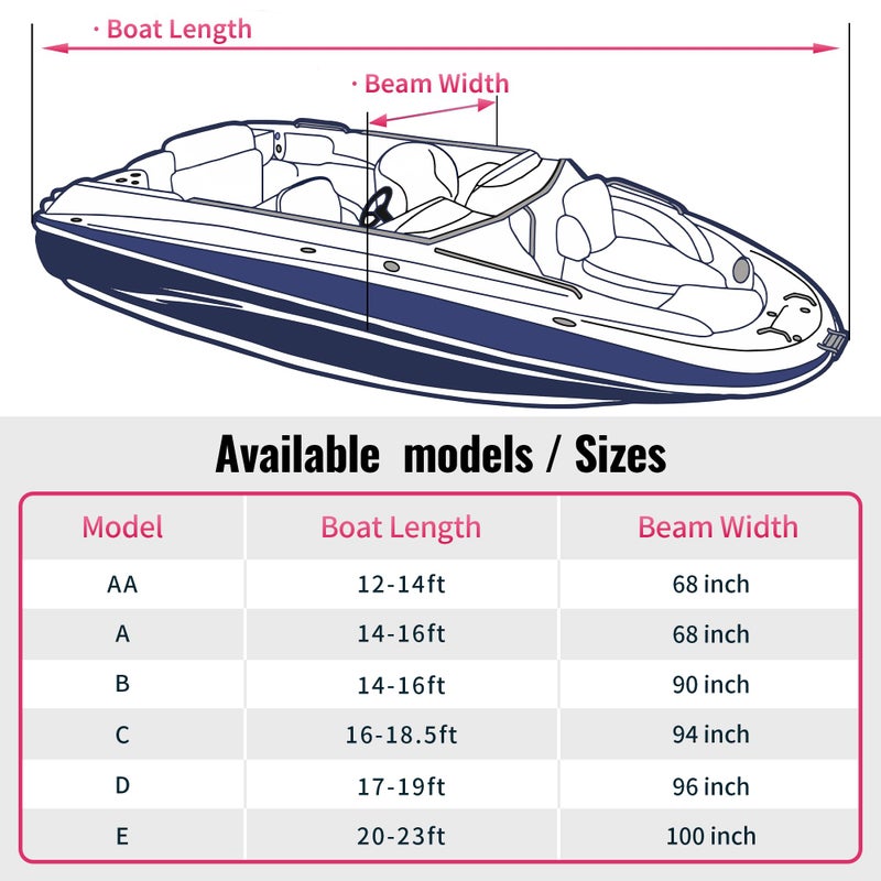 NEXCOVER Trailerable Boat Cover, Length: 16'-18.5' Beam Width: up to 94", Waterproof Heavy Duty Cover, Fits V-Hull, TRI-Hull, Runabout, Pro-Style, Bass Boat, Storage Bag & Tightening Straps Included. - Image 5