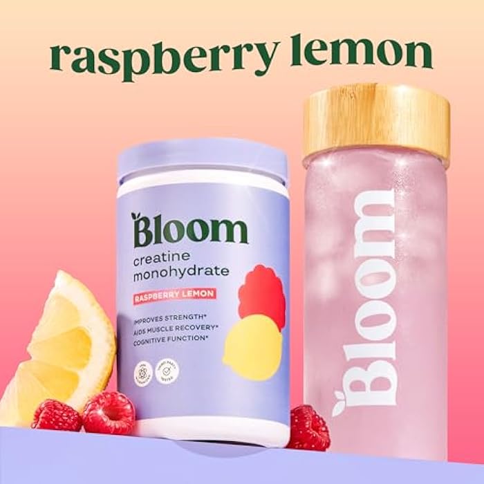 Bloom Nutrition Creatine Monohydrate Powder, 5g Micronized Creatine per Serving, Supports Muscle Recovery, Strength, Endurance, Pre or Post Workout, Gluten Free, Non GMO, Raspberry Lemon, 40 SVG, 9 oz - Image 2