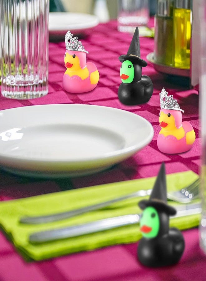 Qunclay 12 Set Halloween Witch Pink and Green Princess Party Favor Make Your Own Rubber Duck DIY Painting Craft Kit with Witch Hat and Crown for Halloween Basket Fillers Decorations - Image 5