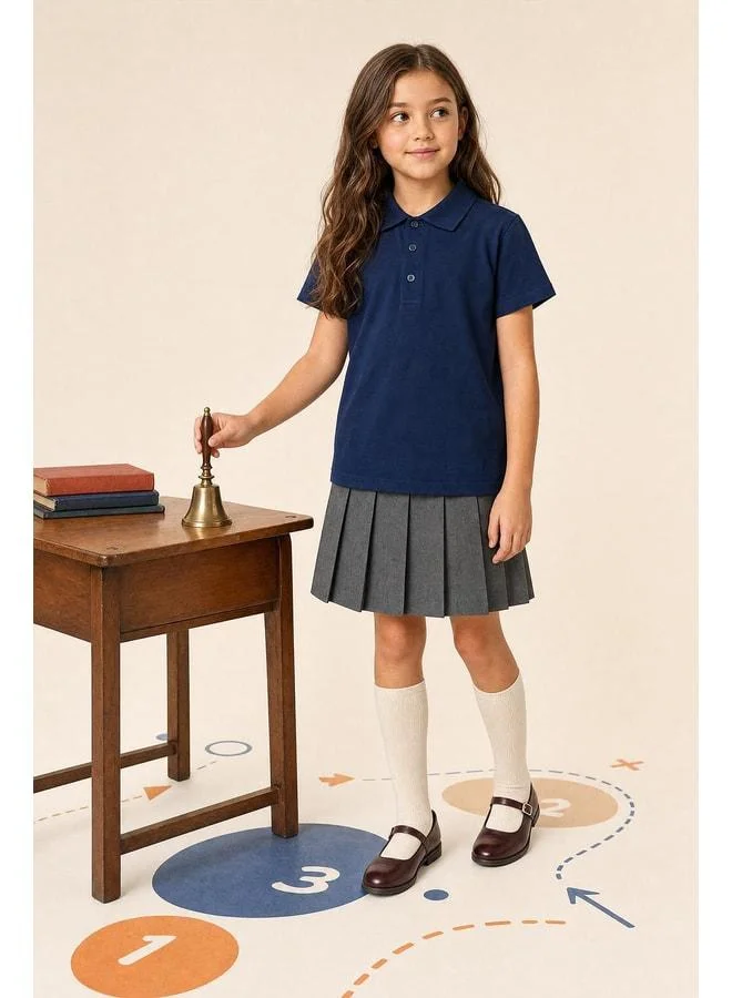 Perendi Unisex Children's 2‑Pack Polo Neck Short Sleeve School T‑shirt.
