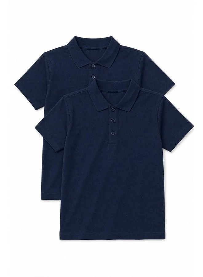 Perendi Unisex Children's 2‑Pack Polo Neck Short Sleeve School T‑shirt.
