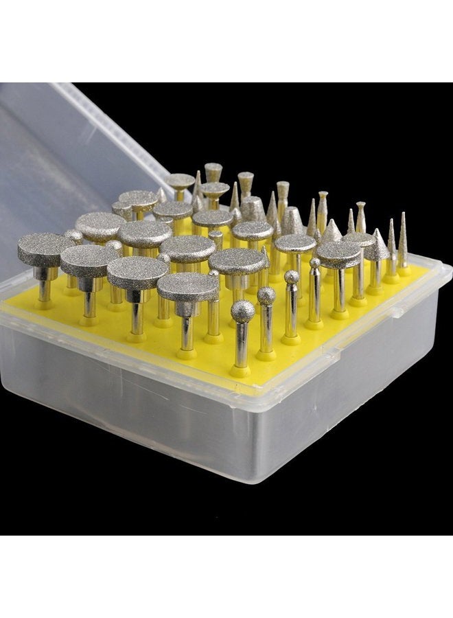 LUO KE Diamond Burr Set- Ceramics Tile Glass Lapidary Stone Carving Sets Diamond Burs for Rotary Tools includes Dremel 50pc - Image 1